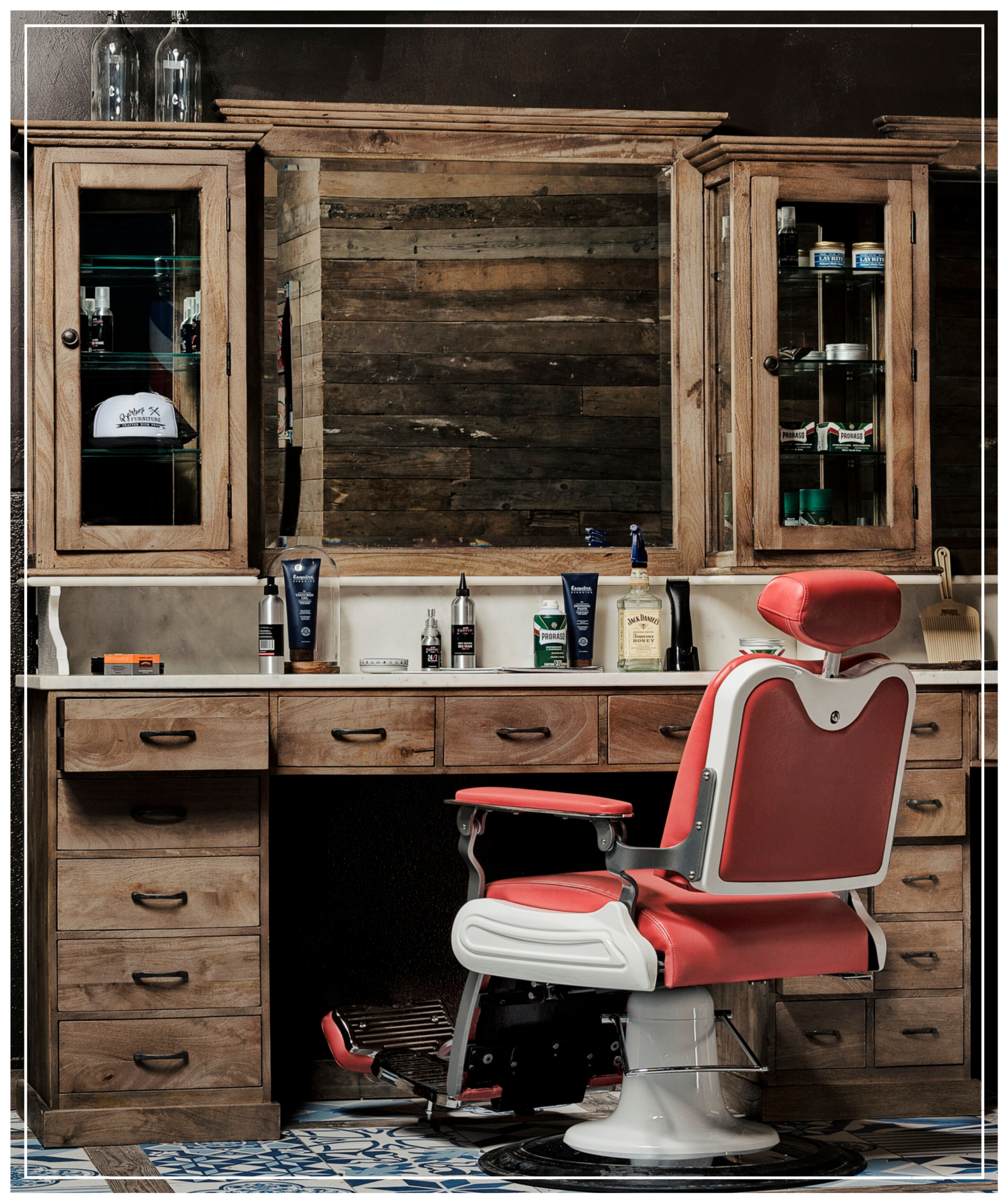 Vintage Barberunit | Barbershop furniture | USA | Real wood | Solid Marble